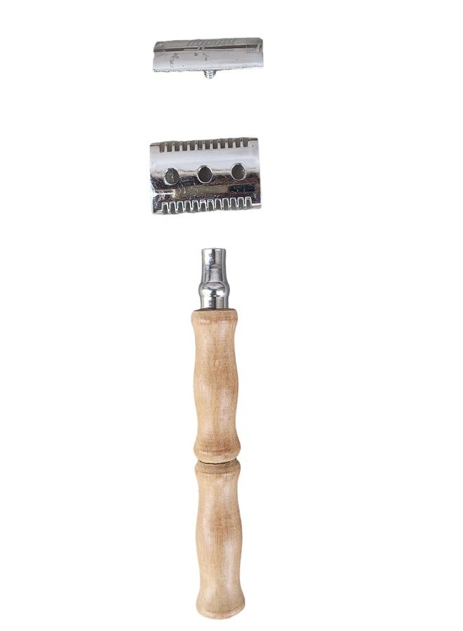 Madhu Wooden Stainless Steel Shaving Razor (Silver, Pack of 1) - Image 2